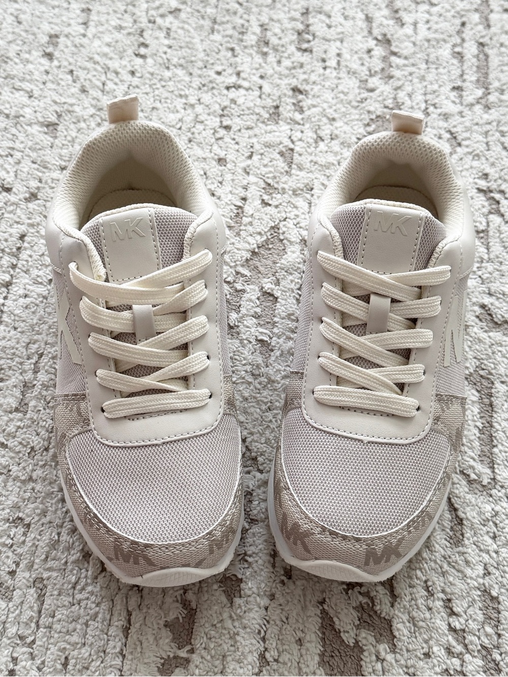 Michael Kors Cream and Beige MK Logo Casual Sneakers - Picture 2 of 6